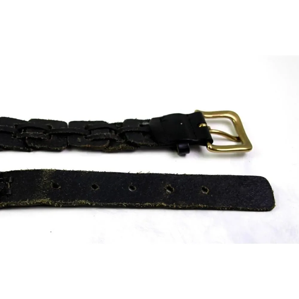 CLASSIC BRAIDED BLACK GENUINE LEATHER 1 1/4